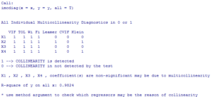 mctest: individual collinearity diagnostics